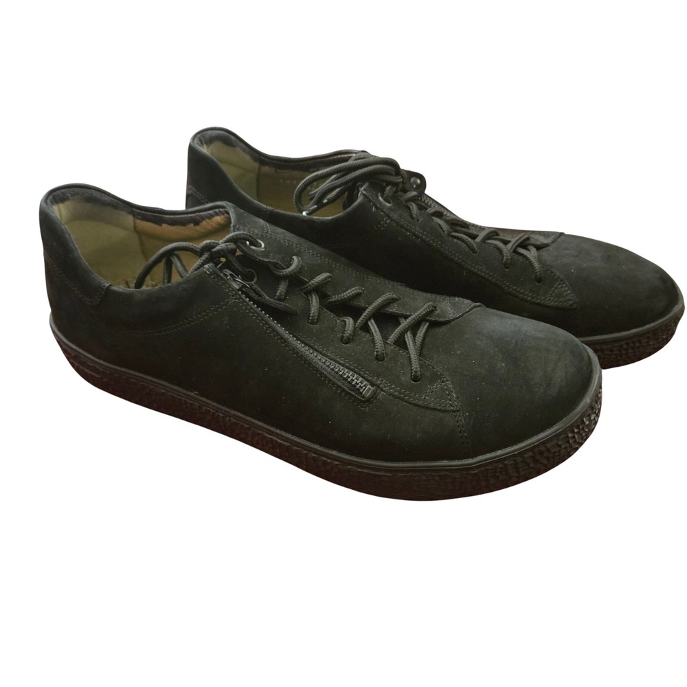 Hartjes Womens Black Nubuck Leather Zipper Lace Up Walking Shoes Made in Austria
